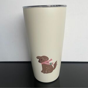 Starbucks Cream Tumbler with Adorable Brown Dog